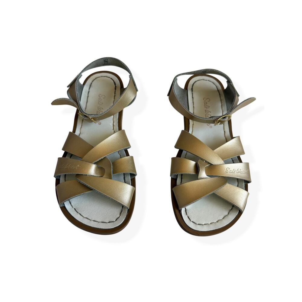Saltwater Sandals Classic Gold Leather Girls 3
